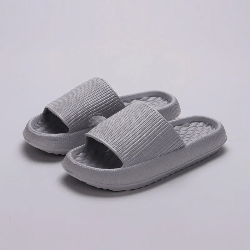 Summer EVA Slippers Solid Color Rhombus Stripe Anti Slip Home Shoes for Women