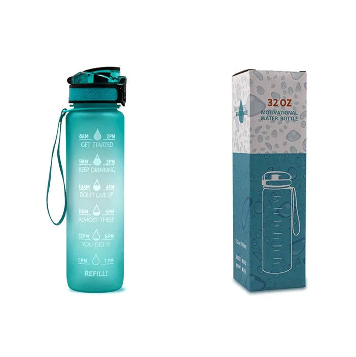 1 Liter Tritan Water Bottle With Time Marker Leakproof Cup For Sports Fitness Activities