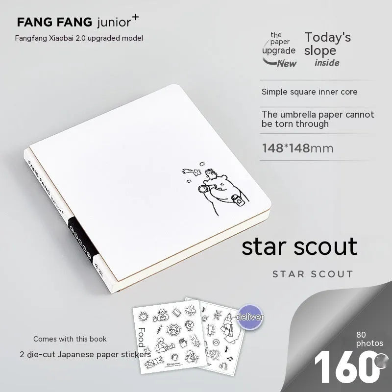 Square Paper Small White Note Girl Heart Diary with Stickers