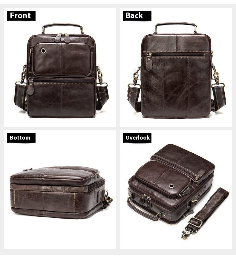 Men's Genuine Leather Retro Shoulder Messenger Bag – Wear-Resistant First Layer Cowhide Crossbody Bag