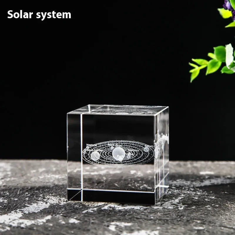Desktop Crystal Creative Gift Ornament White Lotus Cube