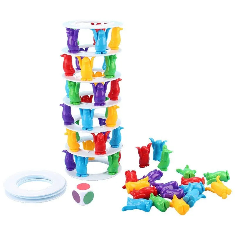 Penguin Tower Collapse Desktop Game Balance Toy Challenge Tower for Kids
