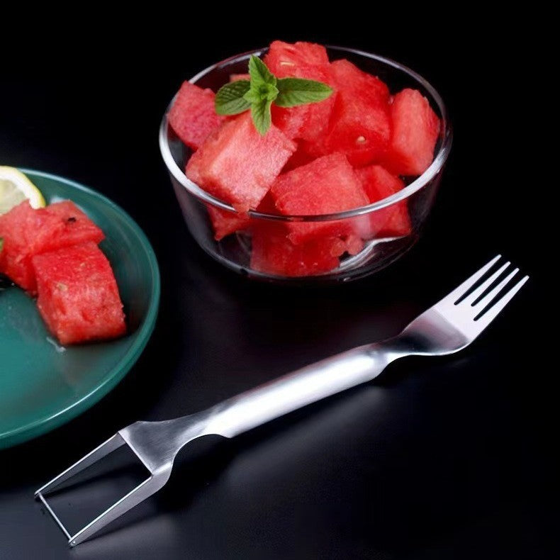 2 In 1 Watermelon Fork Slicer Multi-purpose Stainless Steel Watermelon Slicer Cutter