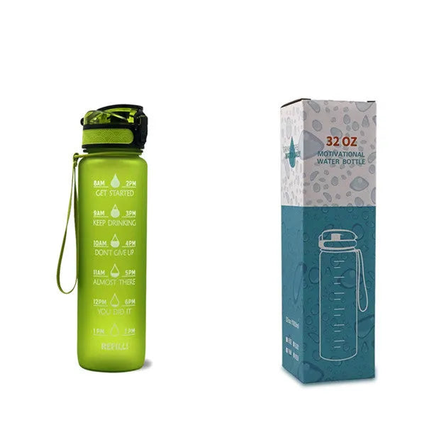 1 Liter Tritan Water Bottle With Time Marker Leakproof Cup For Sports Fitness Activities