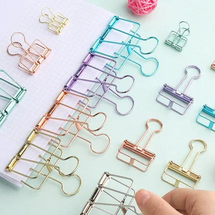 Medium Metal Wire Binder Clips Colorful Hollow Out Paper Organizers Office School Accessories