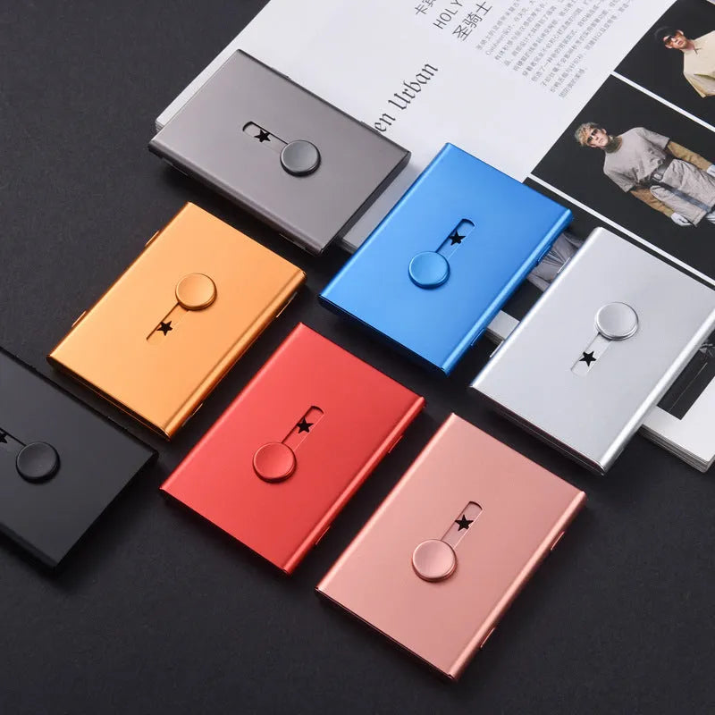 Business Card Holders Professional Thumb Drive Slide Out Case Stainless Steel ID Name Wallet Credit Card Holder for Men and Women