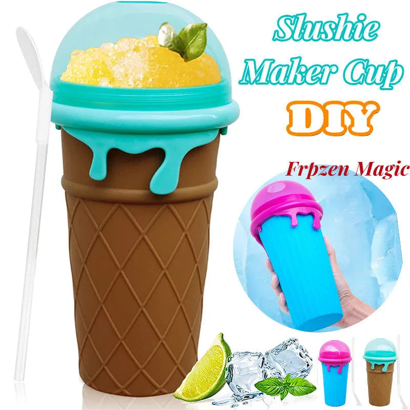 500ml Large Capacity Slushy Cup Summer Squeeze Homemade Juice Water Bottle Quick Frozen Smoothie Sand Cup Pinch Fast Cooling Magic Ice Cream Slushy