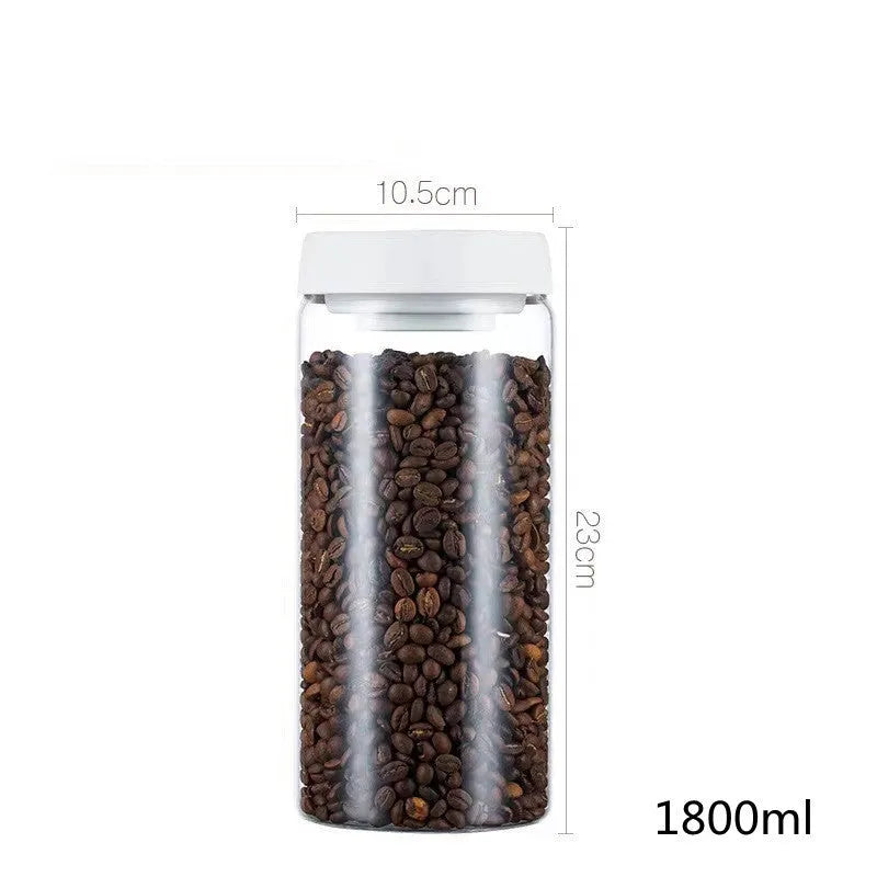 Vacuum Sealed Jug Set Black Coffee Beans Glass Airtight Canister Kitchen Food Storage Jar Set