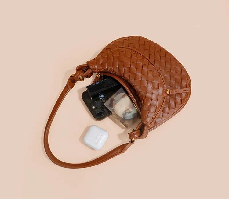 Crossbody Woven Bag New Premium Versatile Women's Bag in Black Brown and Wine Red