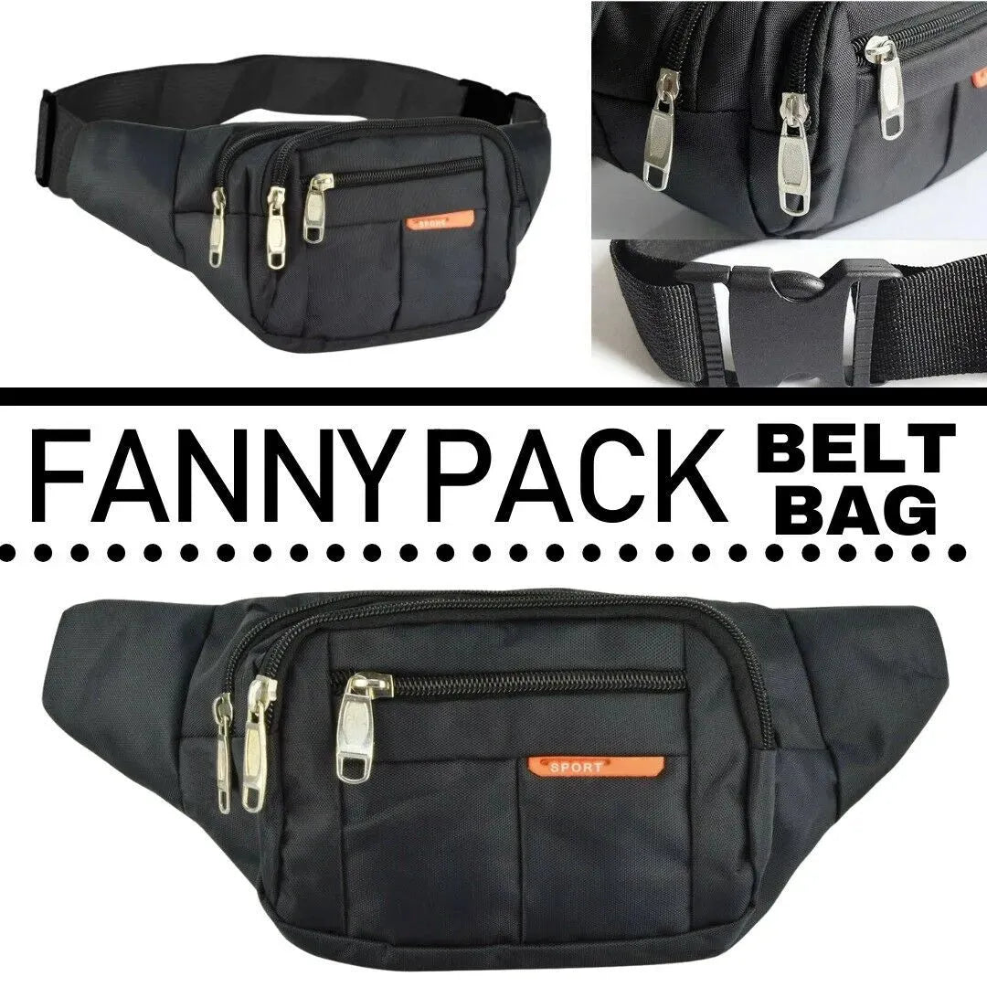 Waist Bag Fanny Pack for Men Women Hip Belt Bum Pouch Sport Travel Purse Unisex