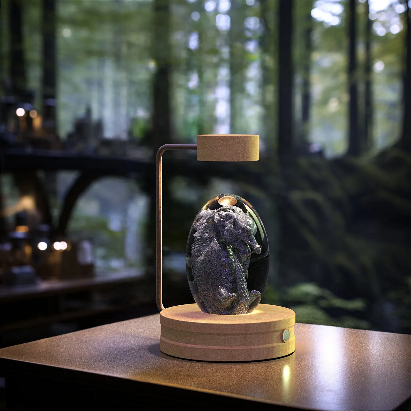 Crystal Ball Cosmic Dinosaur Indoor Night Light USB Powered Warm Bedside Lamp Birthday Gift