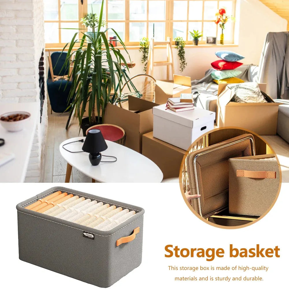 Cabinet Drawer Organizer Versatile Socks Storage Basket with Handle and Steel Frame Thickened Foldable Fabric for Home Wardrobe