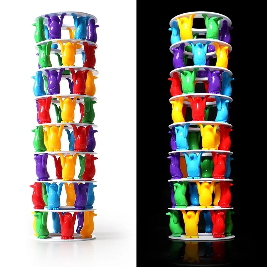 Penguin Tower Collapse Desktop Game Balance Toy Challenge Tower for Kids