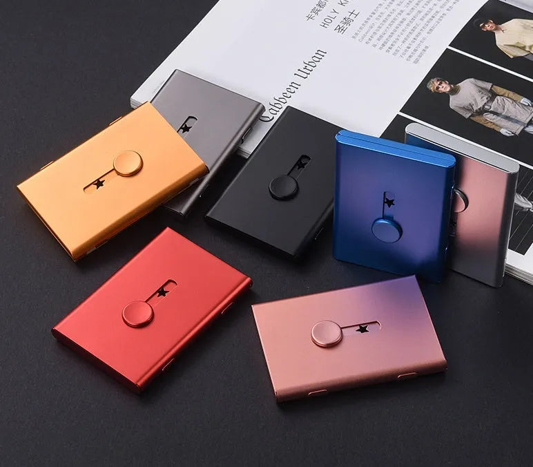 Business Card Holders Professional Thumb Drive Slide Out Case Stainless Steel ID Name Wallet Credit Card Holder for Men and Women