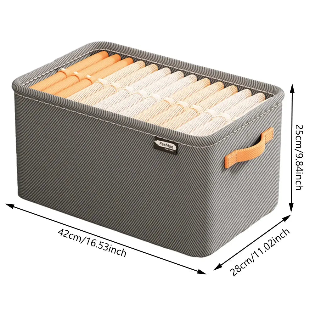 Cabinet Drawer Organizer Versatile Socks Storage Basket with Handle and Steel Frame Thickened Foldable Fabric for Home Wardrobe