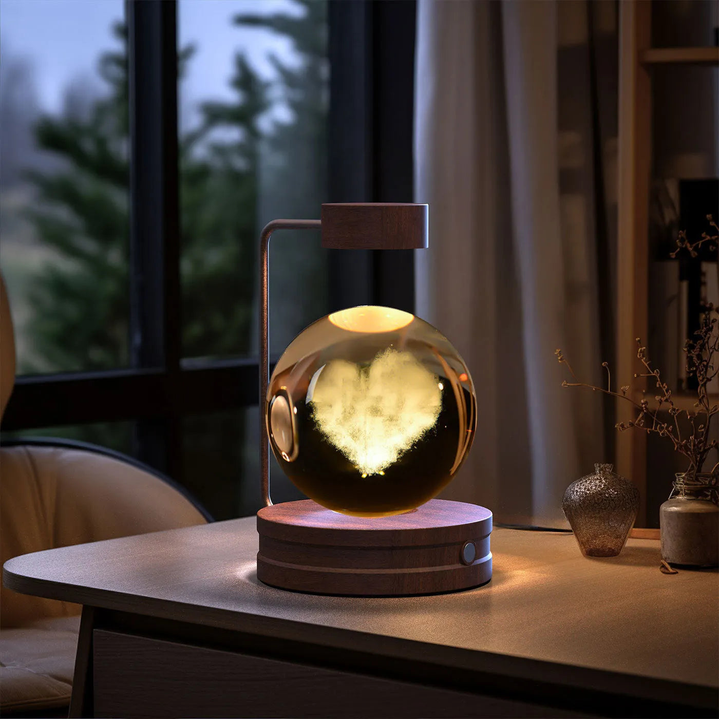 Crystal Ball Cosmic Dinosaur Indoor Night Light USB Powered Warm Bedside Lamp Birthday Gift