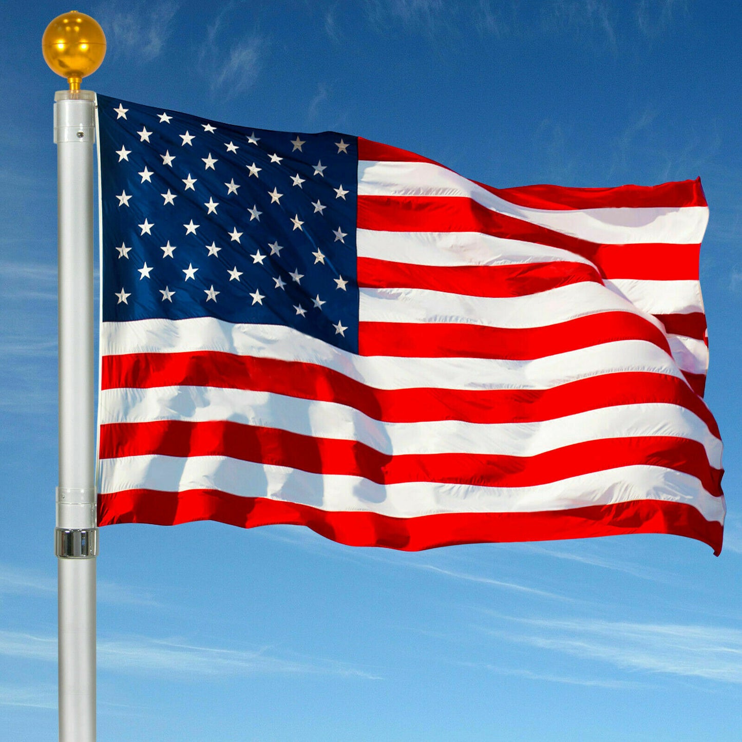 3x5ft US American Flag, Heavy Duty Embroidered Stars Sewn Stripes Grommets Oxford
