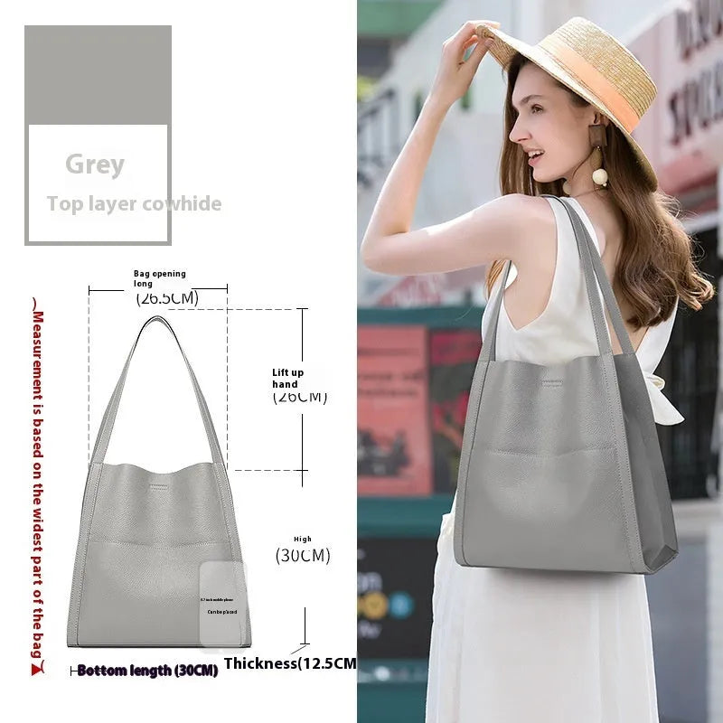 Travel Leather Bag Soft Genuine Cowhide Daily Use Square Vertical Model