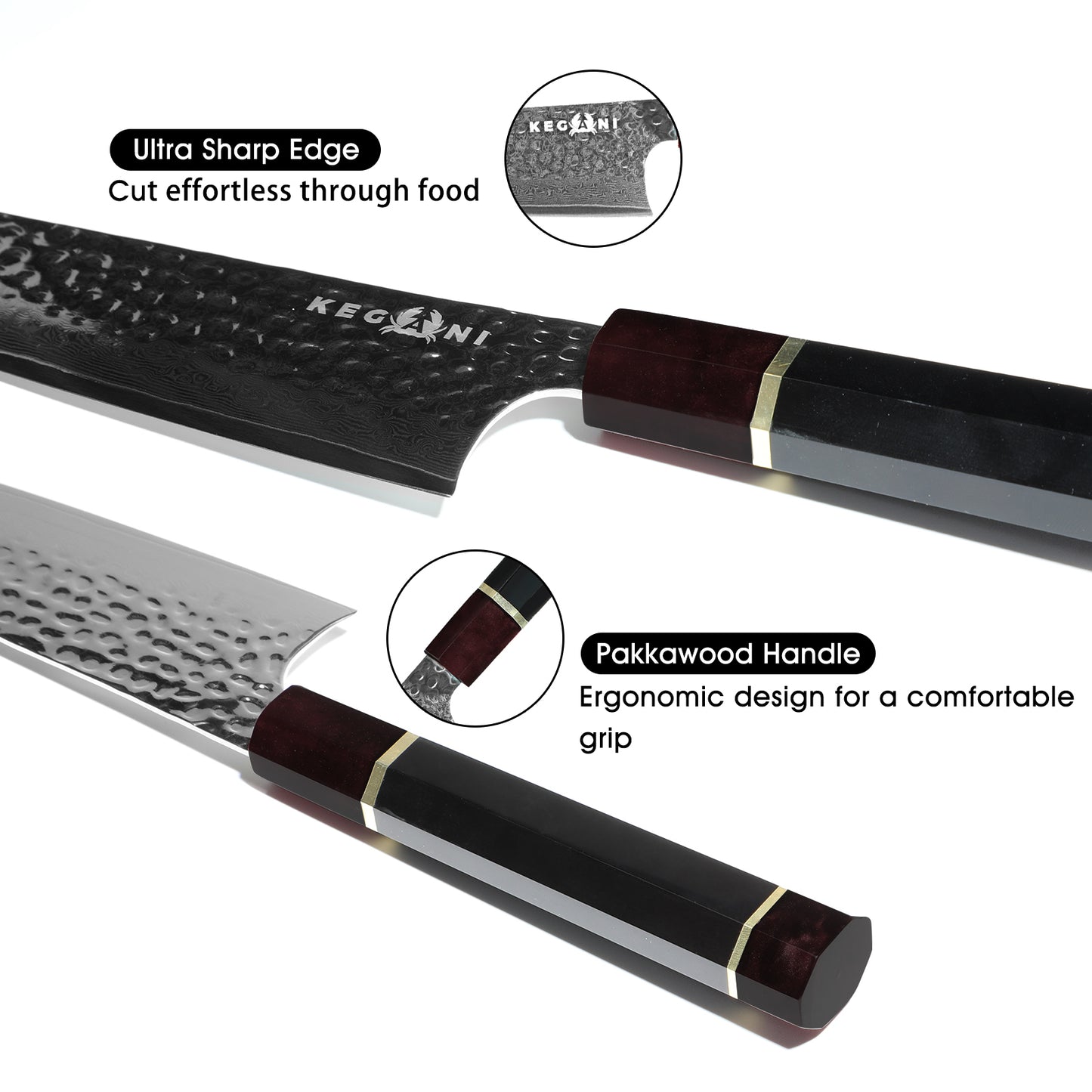 Kegani Kiritsuke Knife - 8 Inch Professional Japanese Chef's Knife 67 Layers Japanese VG-10 Damascus Steel Ultra-Sharp Kitchen Knives Gyuto Knife