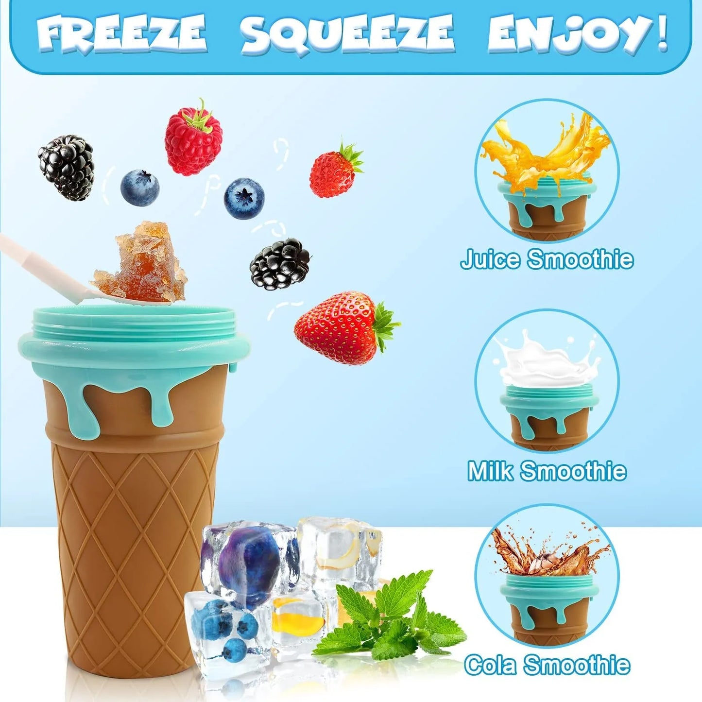 500ml Large Capacity Slushy Cup Summer Squeeze Homemade Juice Water Bottle Quick Frozen Smoothie Sand Cup Pinch Fast Cooling Magic Ice Cream Slushy