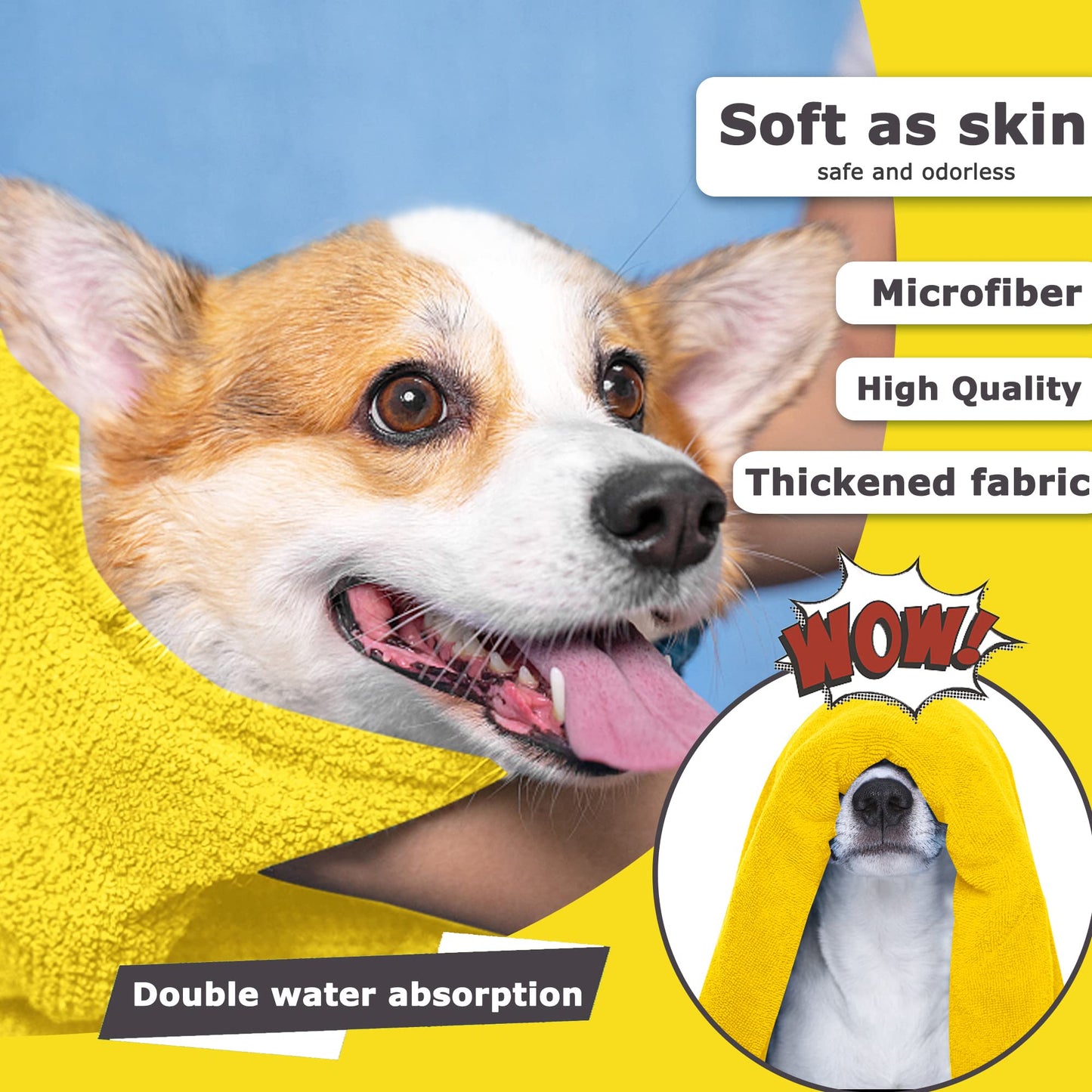 Dog Towels For Drying Dogs Drying Towel Dog Bath Towel, Quick-drying Pet Dog And Cat Towels Soft Fiber Towels Robe Super Absorbent Quick