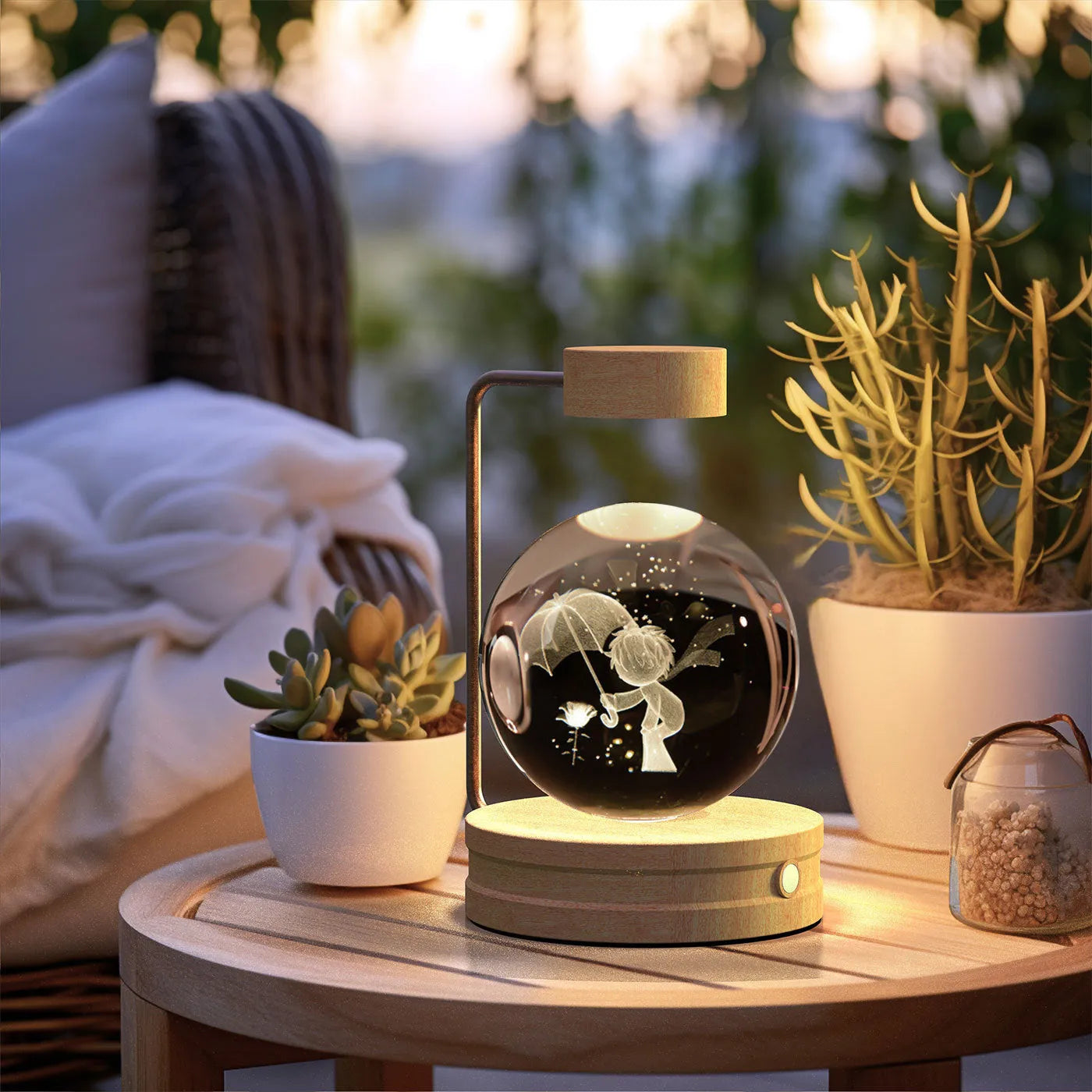 Crystal Ball Cosmic Dinosaur Indoor Night Light USB Powered Warm Bedside Lamp Birthday Gift