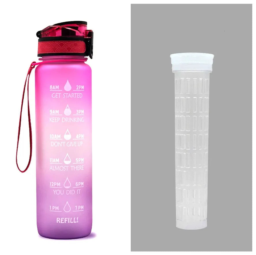 1 Liter Tritan Water Bottle With Time Marker Leakproof Cup For Sports Fitness Activities