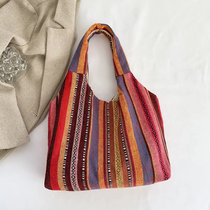 Simple Handbag Commuter Large Capacity Retro Underarm Bag Canvas Tote Bag