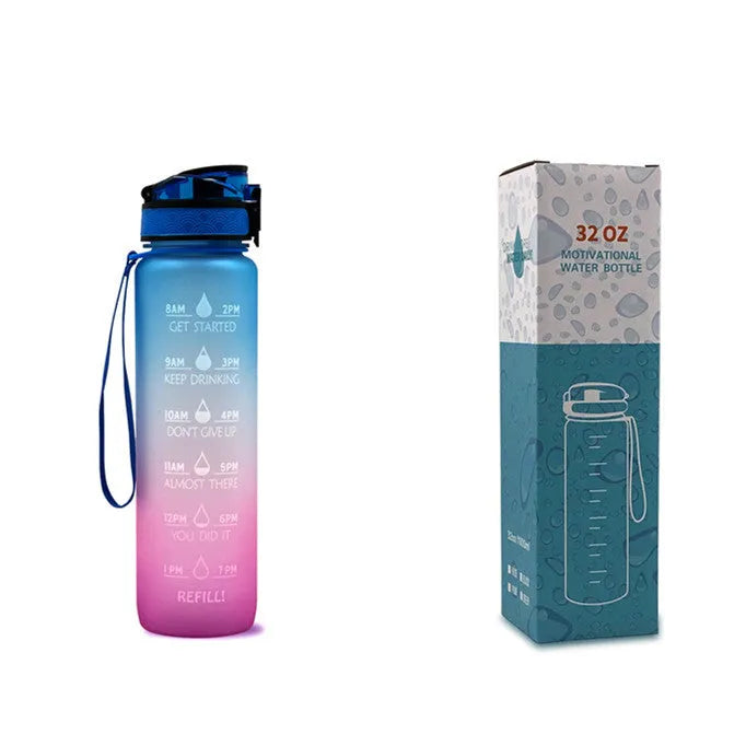 1 Liter Tritan Water Bottle With Time Marker Leakproof Cup For Sports Fitness Activities