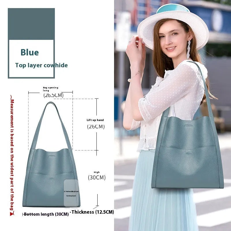 Travel Leather Bag Soft Genuine Cowhide Daily Use Square Vertical Model