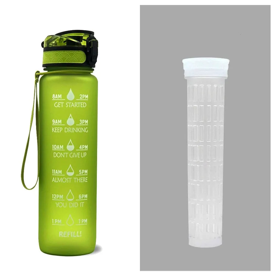 1 Liter Tritan Water Bottle With Time Marker Leakproof Cup For Sports Fitness Activities