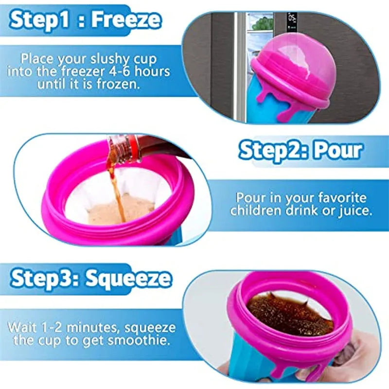 500ml Large Capacity Slushy Cup Summer Squeeze Homemade Juice Water Bottle Quick Frozen Smoothie Sand Cup Pinch Fast Cooling Magic Ice Cream Slushy