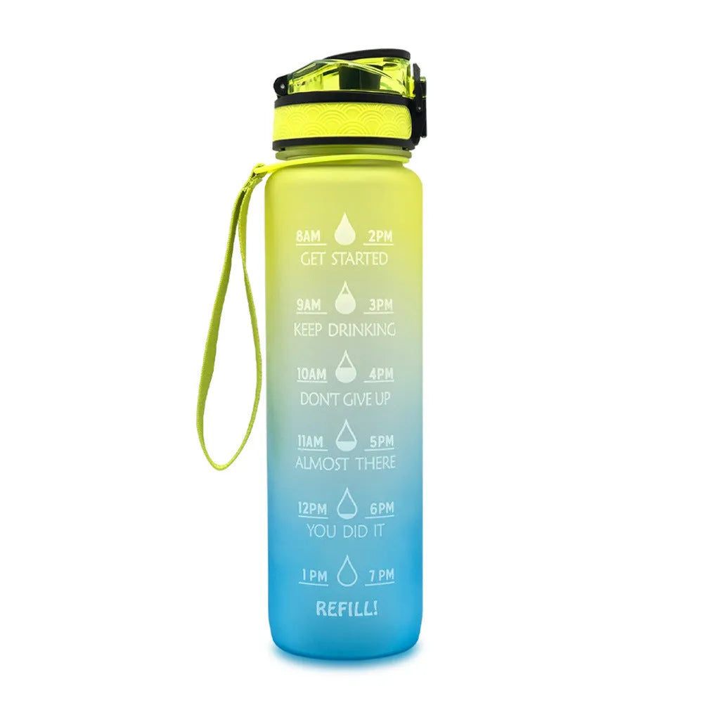 1 Liter Tritan Water Bottle With Time Marker Leakproof Cup For Sports Fitness Activities