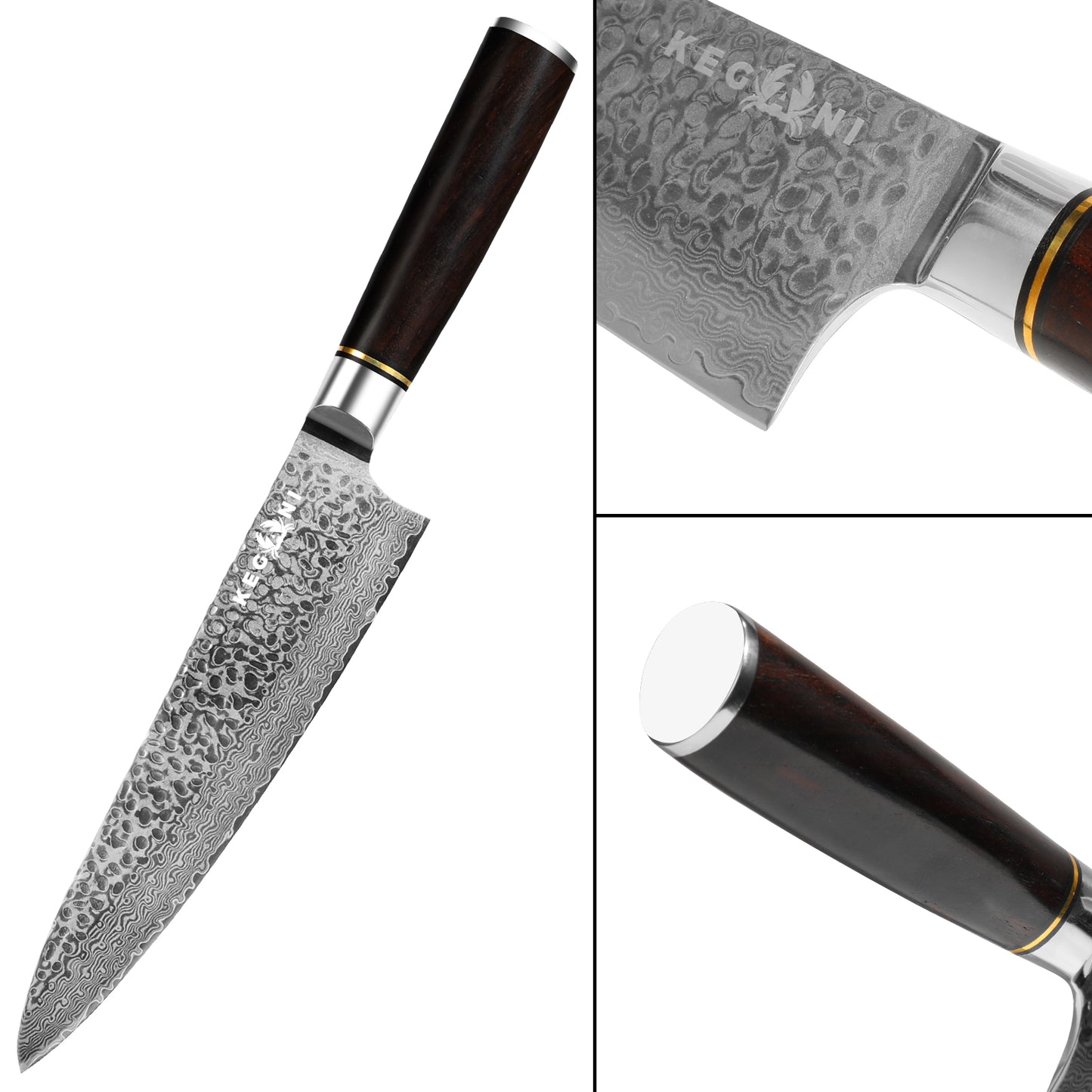 Kegani 8 Inch Japanese Chef Knife 67 Layers VG10 Damascus Steel Professional Chef Knife with Pakkawood Handle