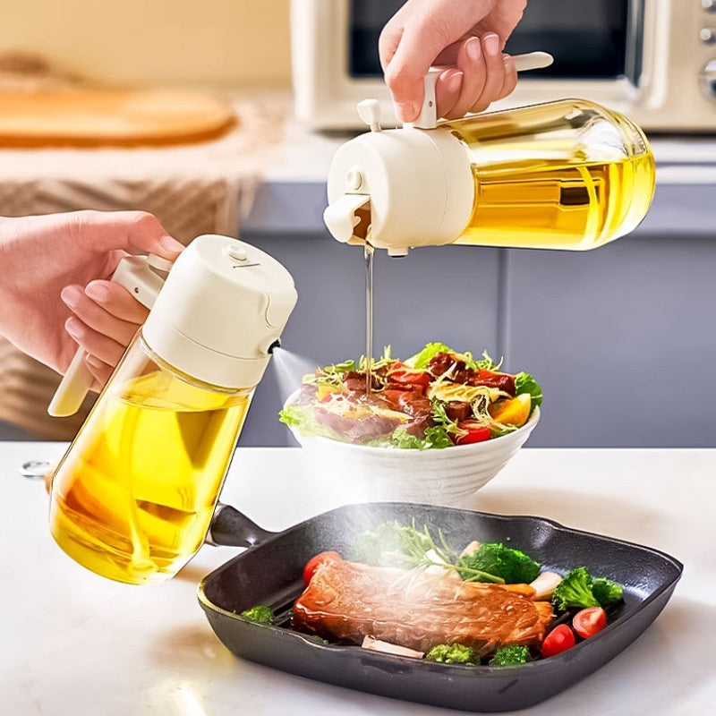 470ML Olive Oil Sprayer Dispenser For Cooking BBQ,2 In 1 Glass Oil Vinegar Soy Sauce Spray,Kitchen Oil Bottle For Air Fryer