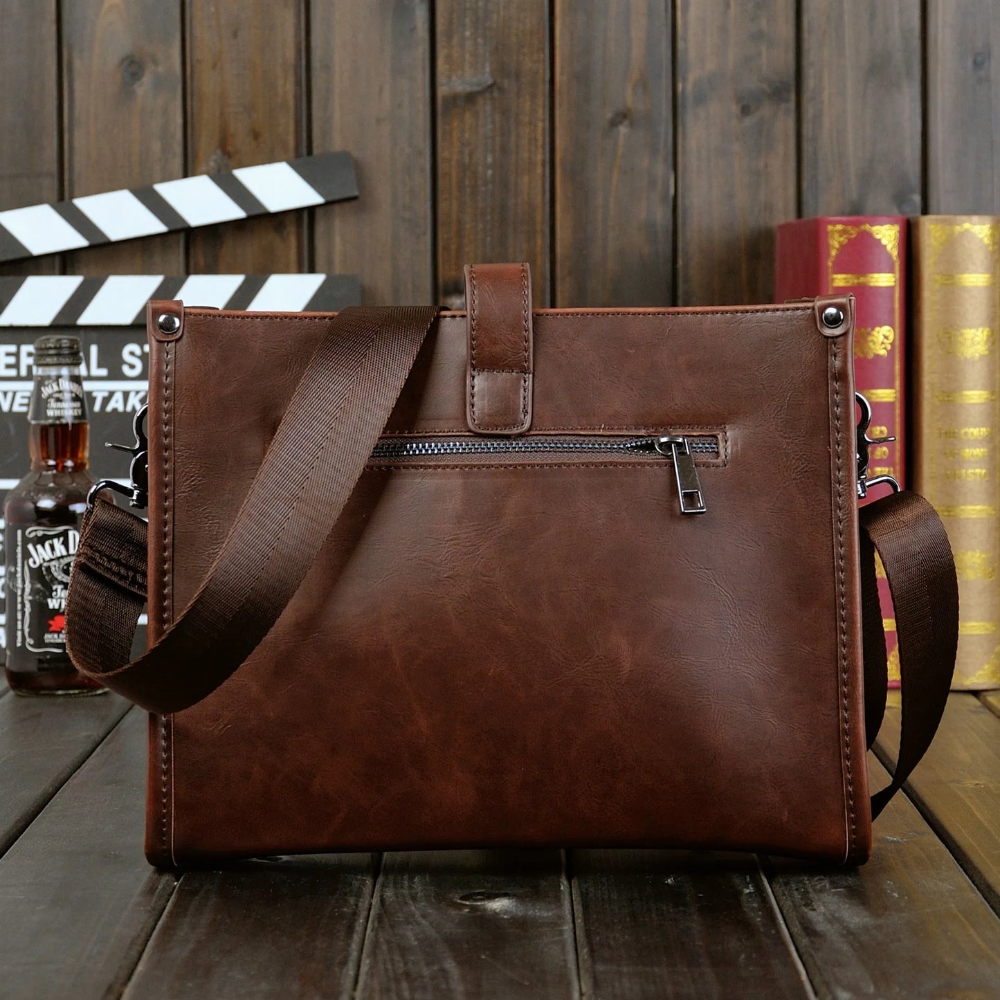 Men's Shoulder Messenger Bag Korean Style Casual Horizontal Retro Fashion PU Leather Crossbody Bag for Men