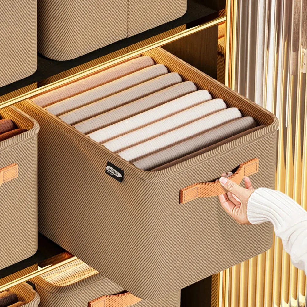 Cabinet Drawer Organizer Versatile Socks Storage Basket with Handle and Steel Frame Thickened Foldable Fabric for Home Wardrobe
