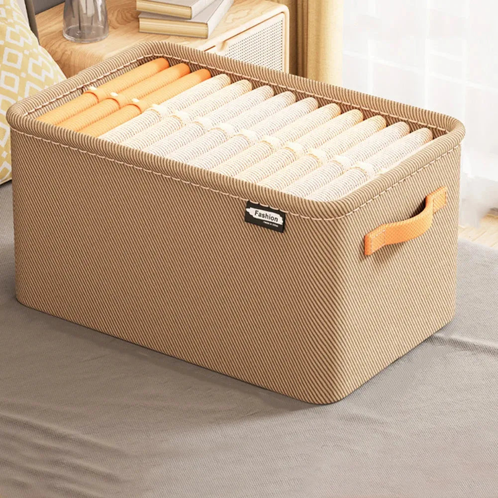 Cabinet Drawer Organizer Versatile Socks Storage Basket with Handle and Steel Frame Thickened Foldable Fabric for Home Wardrobe