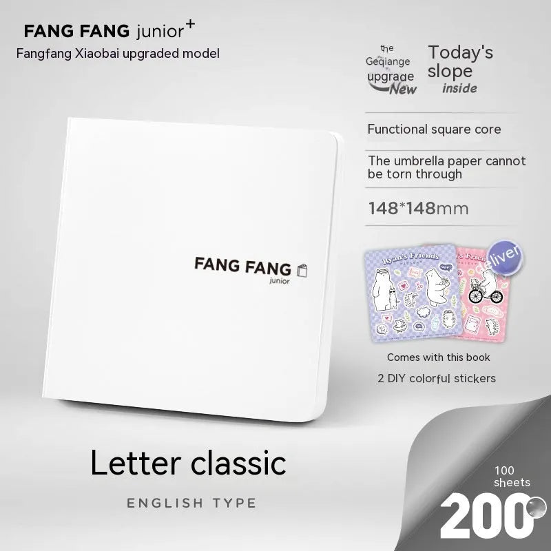 Square Paper Small White Note Girl Heart Diary with Stickers