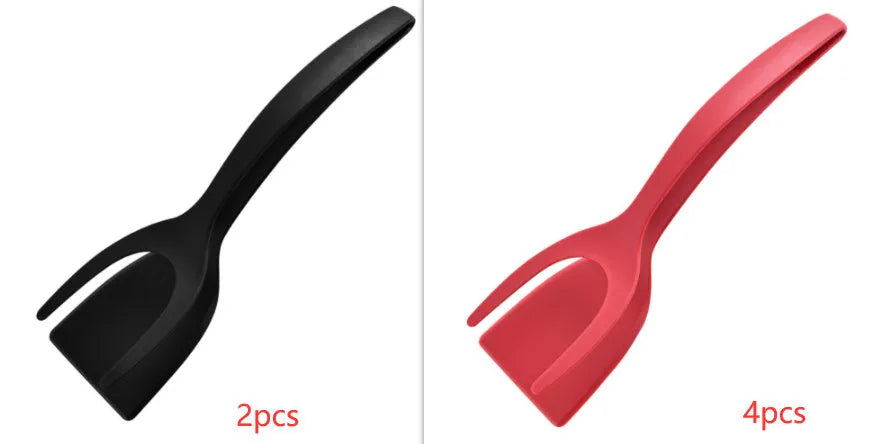 2 In 1 Grip And Flip Tongs Egg Spatula Tongs Clamp Pancake Fried Egg French Toast Omelet Kitchen Accessories