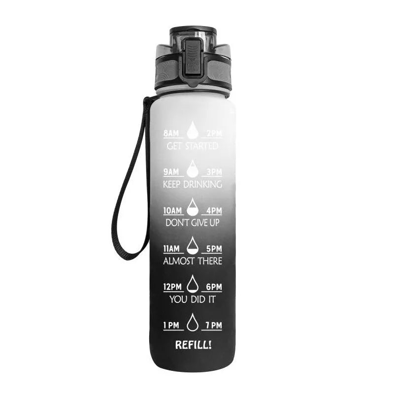 1 Liter Tritan Water Bottle With Time Marker Leakproof Cup For Sports Fitness Activities