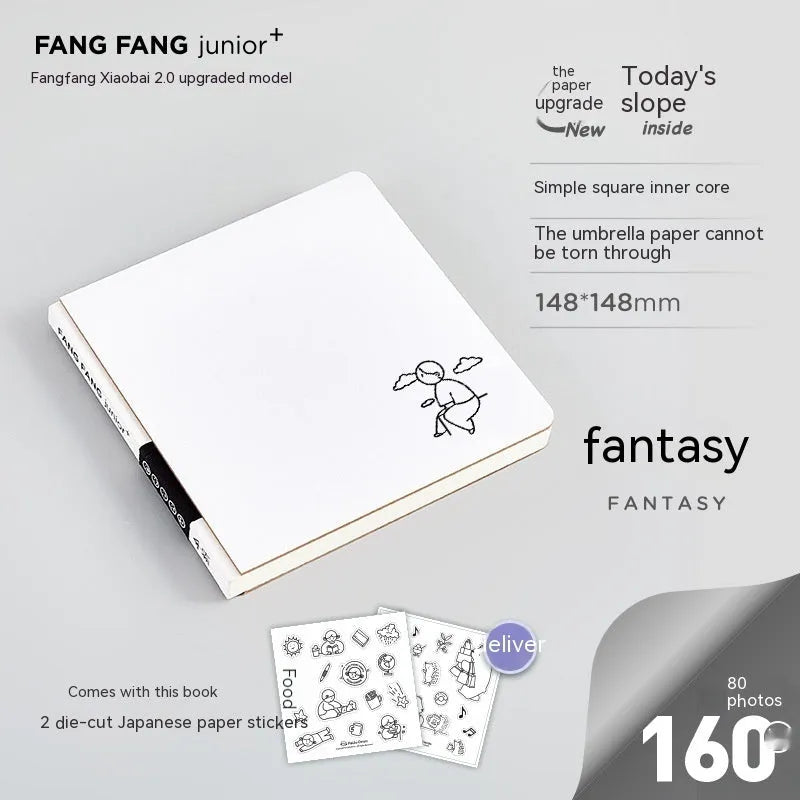 Square Paper Small White Note Girl Heart Diary with Stickers