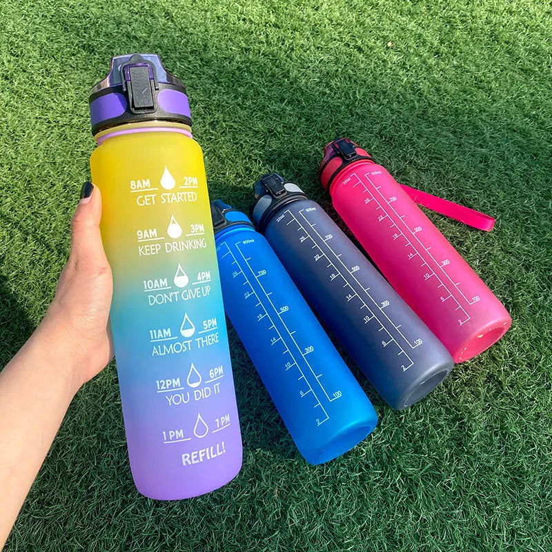 1 Liter Tritan Water Bottle With Time Marker Leakproof Cup For Sports Fitness Activities