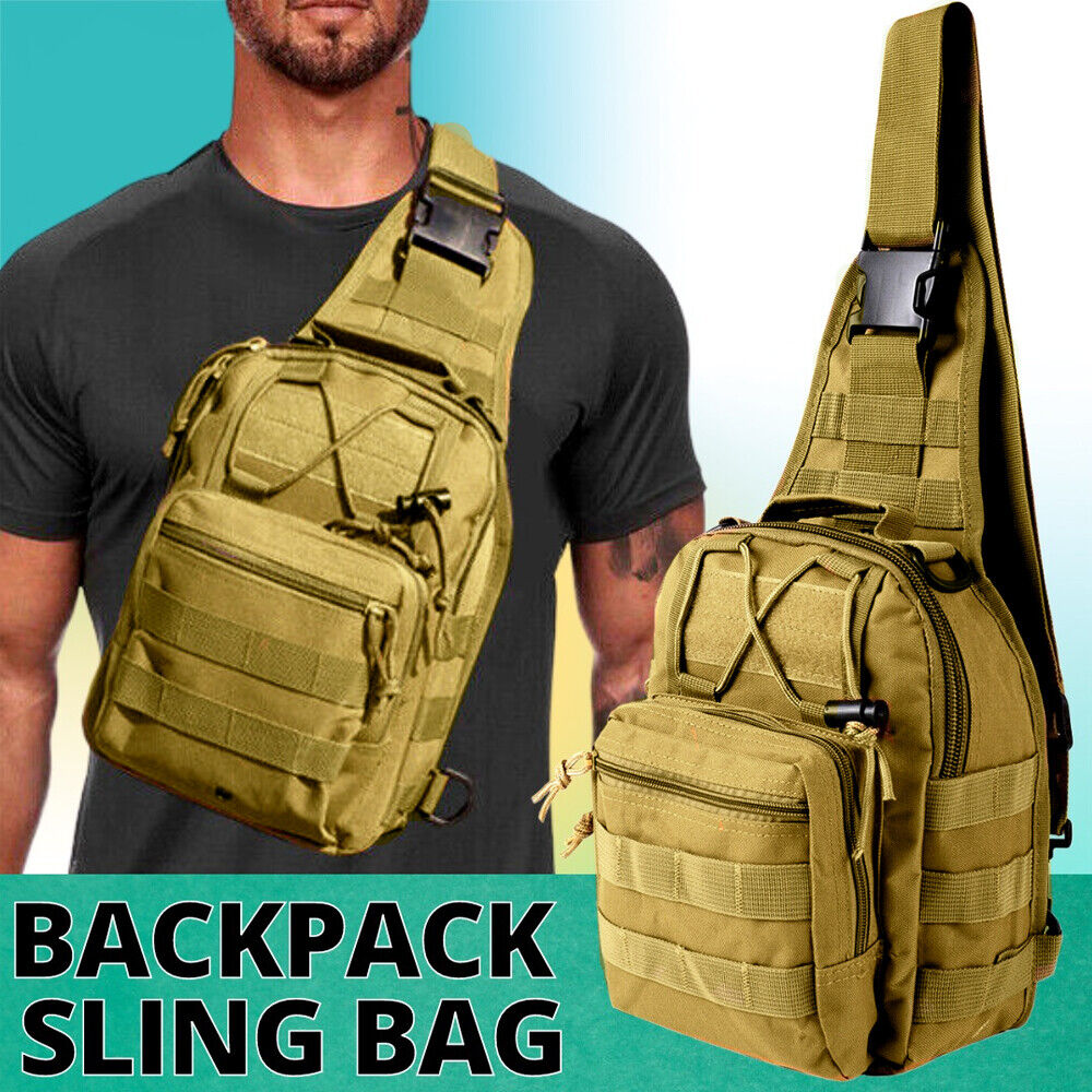 Men's Tactical Molle Sling Backpack – Waterproof Military Shoulder Chest Bag for Hiking, Cycling, Travel & Outdoor Activities