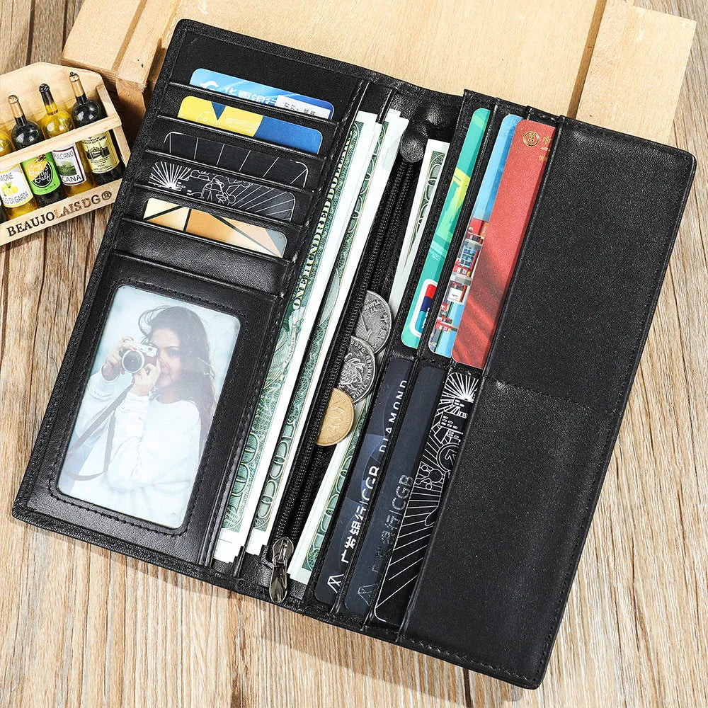Business Men's Lightweight Genuine Leather Expandable Card Case Wallet