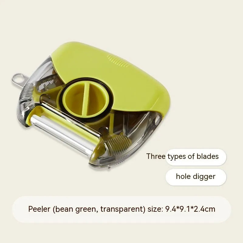 3 In 1 Stainless Steel Peeler Shredder Manual Vegetable Fruit Cutter Multifunctional Scraper Kitchen Tool