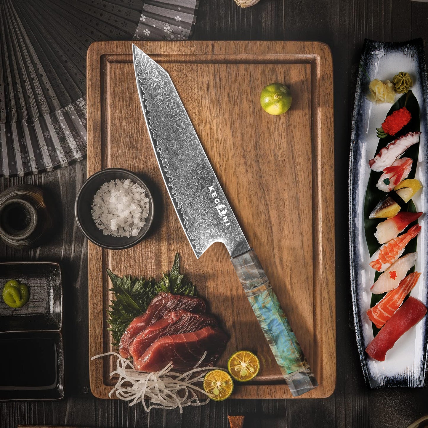 Kegani 8 Inch Kiritsuke Knife -Japanese Chef Knife-Damascus 67-layers VG10 Stainless Steel Kitchen Knife,Professional Chef's Knife