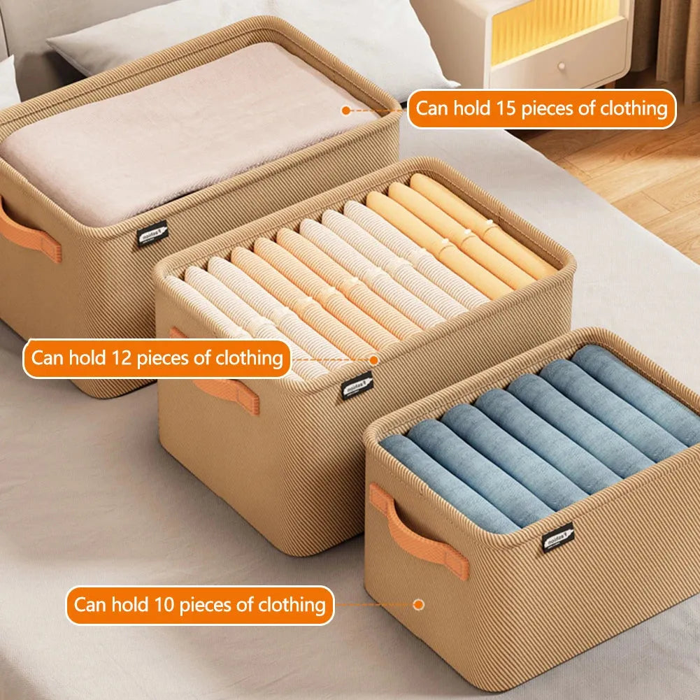 Cabinet Drawer Organizer Versatile Socks Storage Basket with Handle and Steel Frame Thickened Foldable Fabric for Home Wardrobe