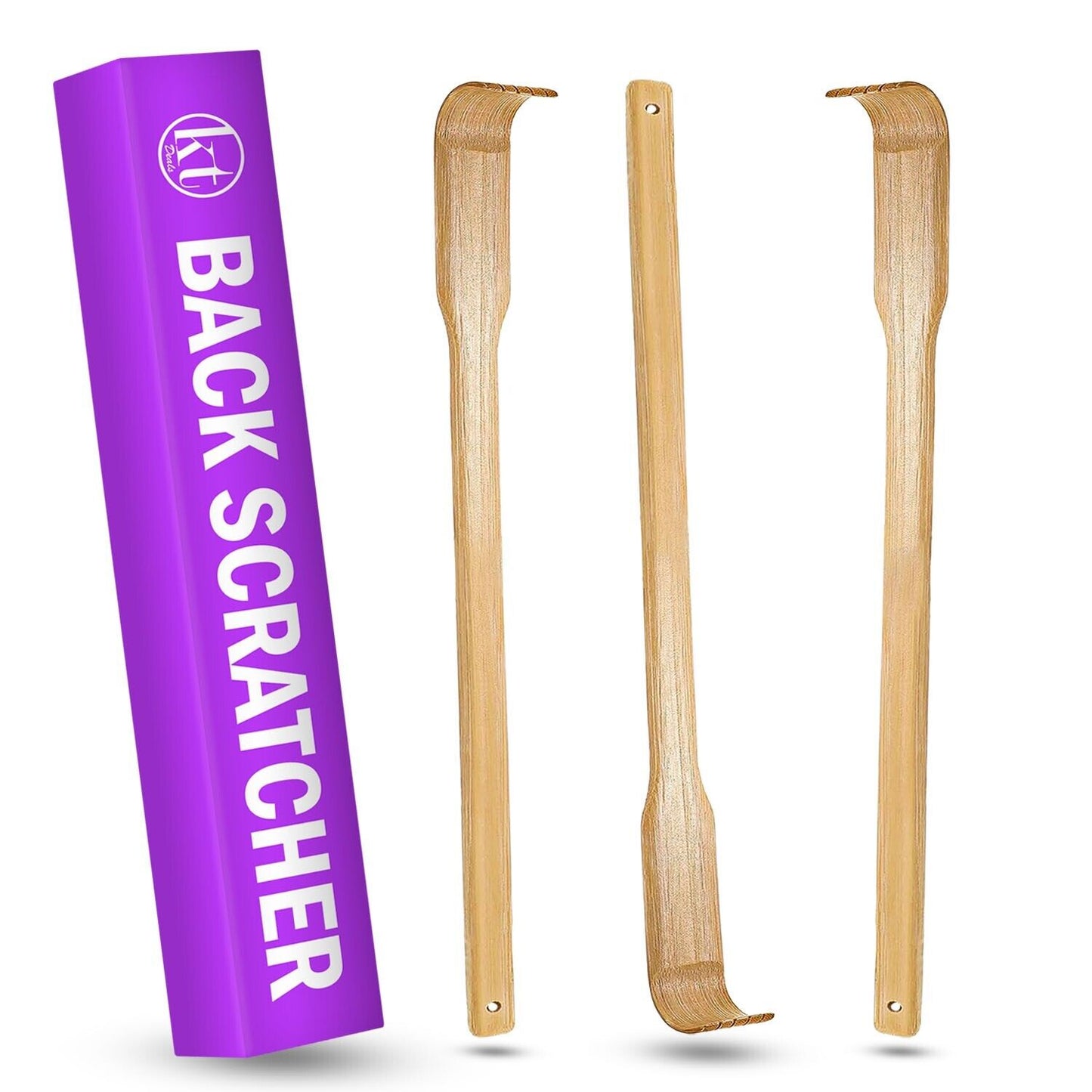 3 PCS Natural Bamboo Back Scratcher Long Reach Pick Itch Relief Tool Portable Bamboo Wood Back Scratcher Long Reach Handle Pick Itch Relief Massage