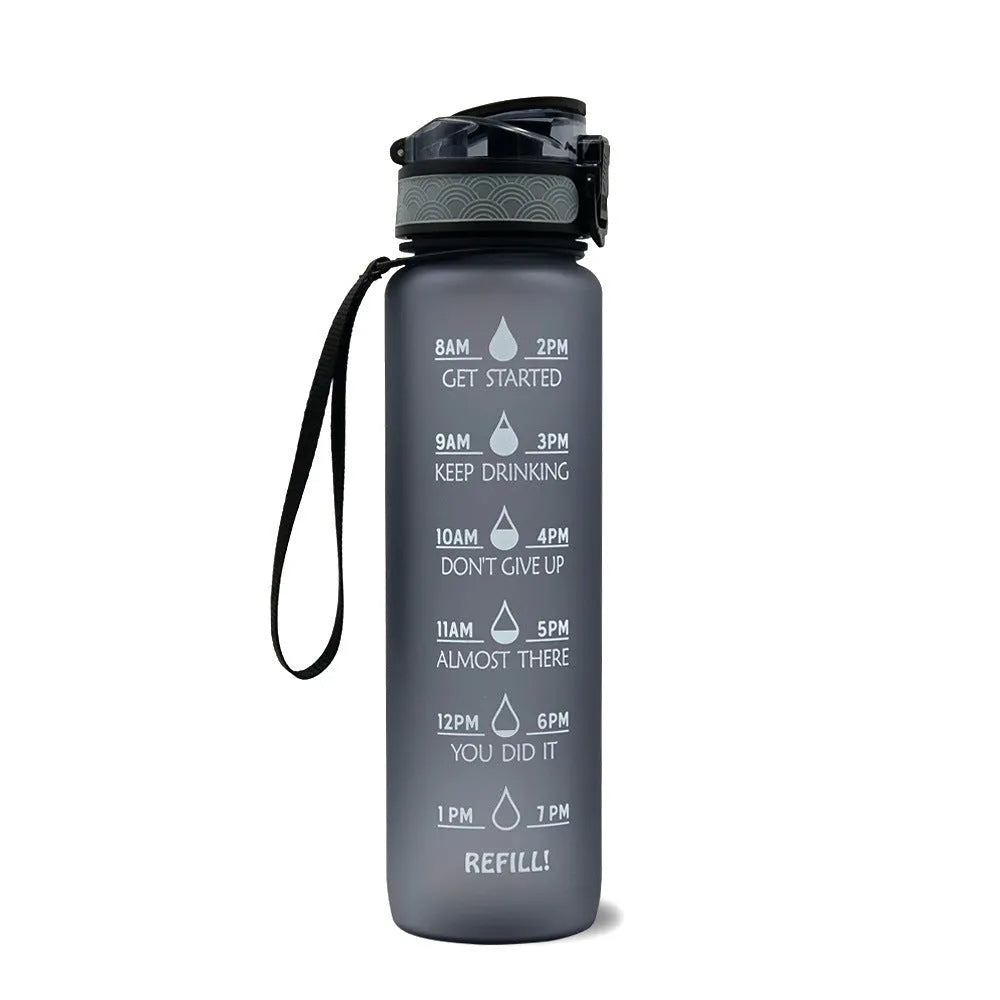 1 Liter Tritan Water Bottle With Time Marker Leakproof Cup For Sports Fitness Activities